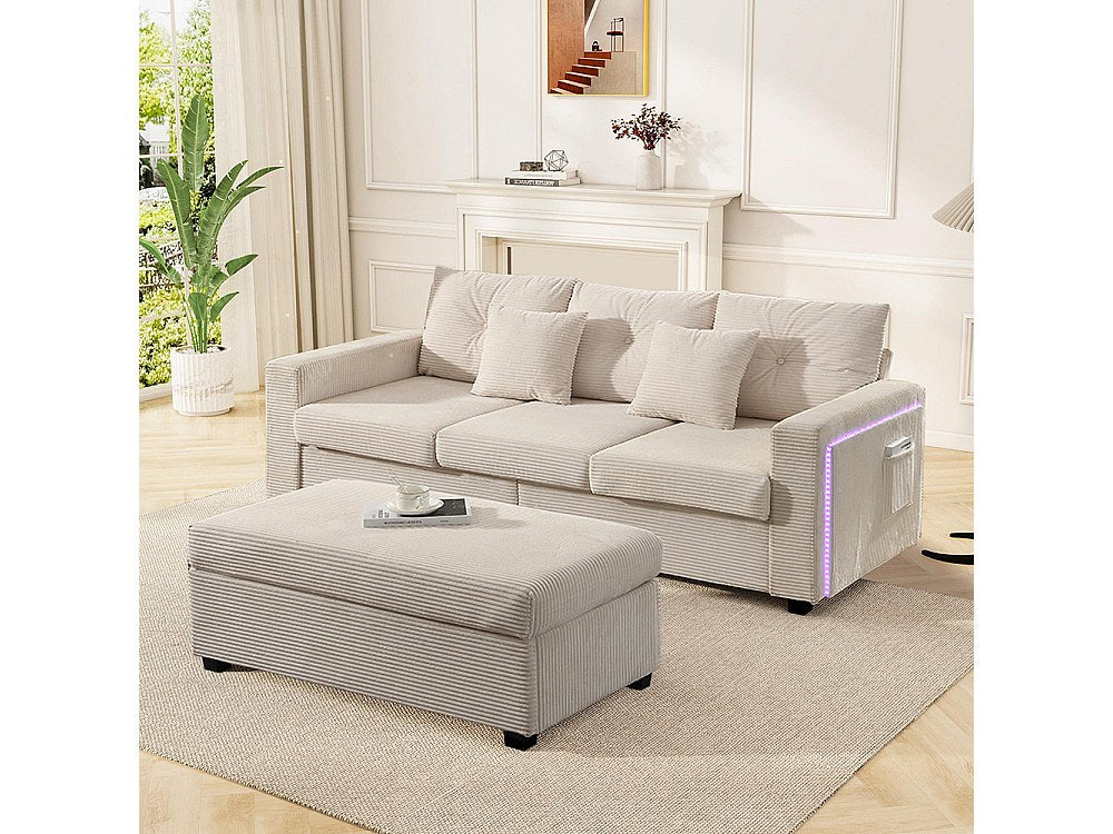 Pouf pour canapé modulable 3 places beige