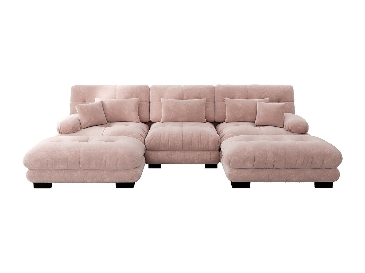 Canapé modulable convertible rose tissu