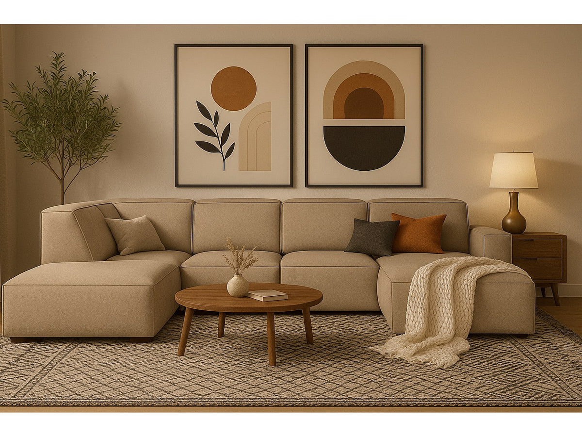 Canapé modulable beige tissu