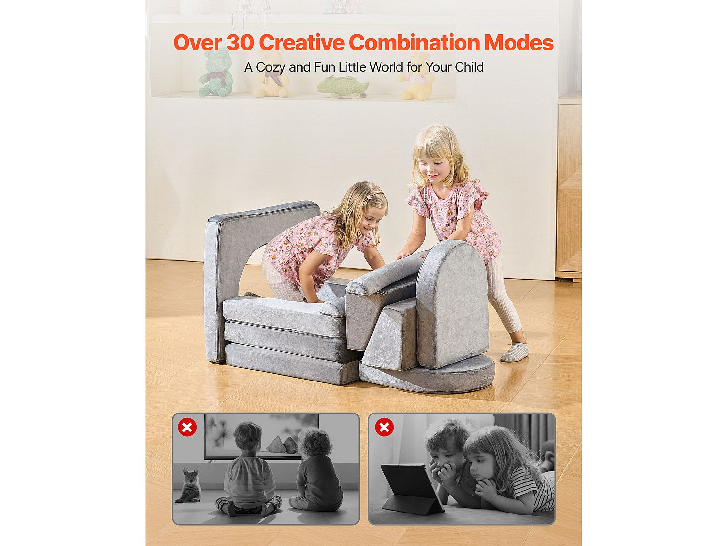 Canapé modulable convertible gris