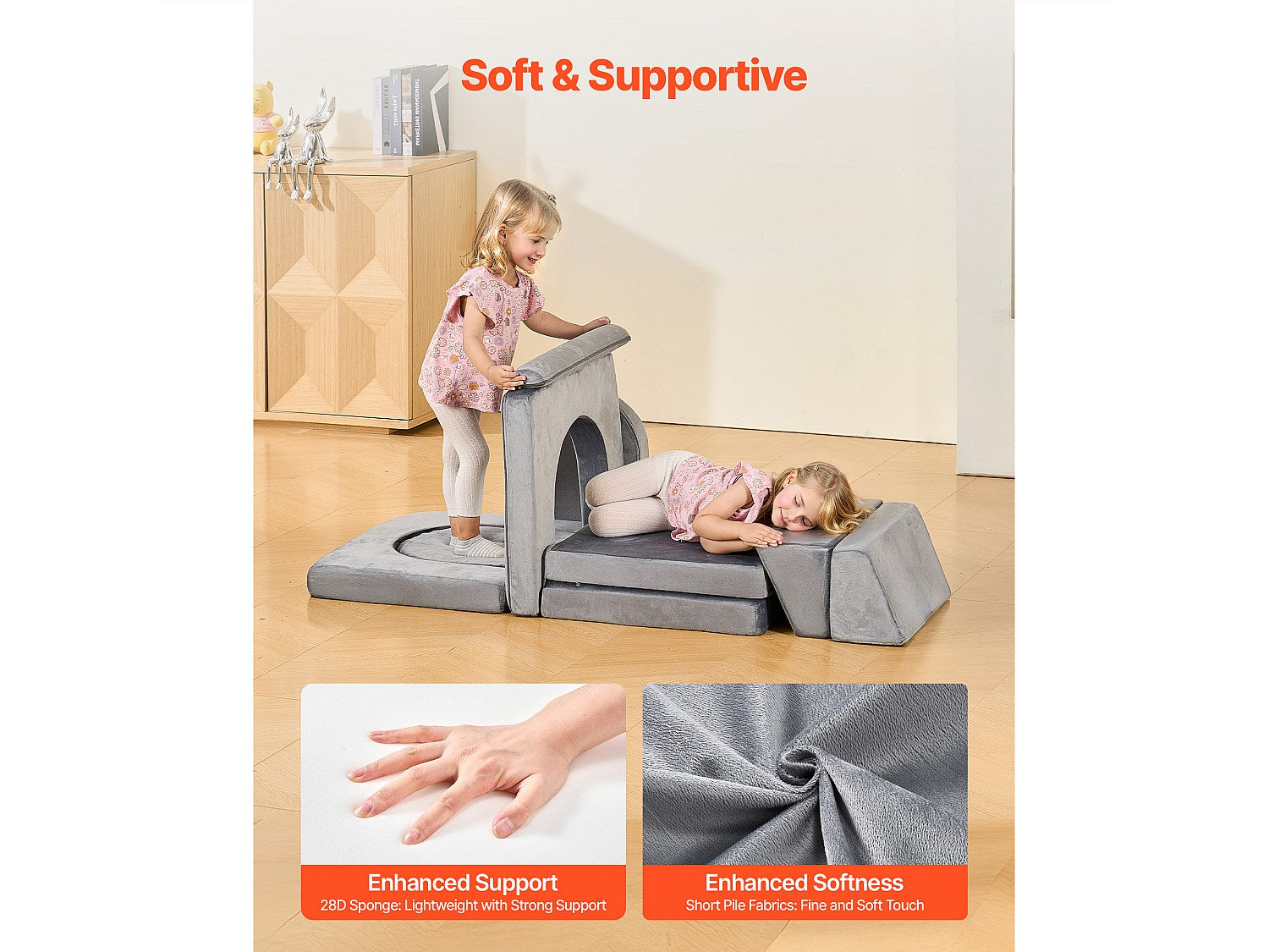 Canapé modulable convertible gris