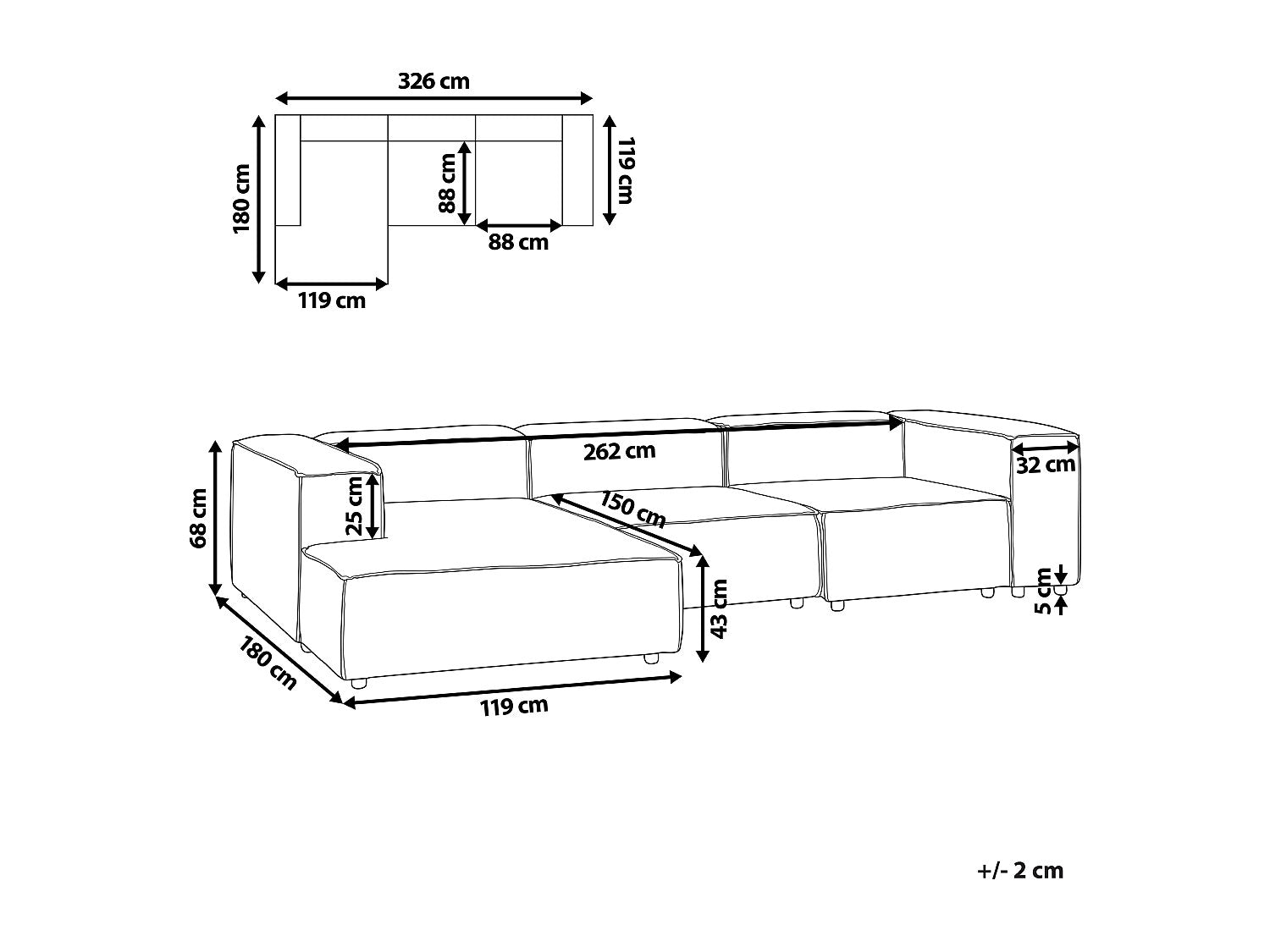 Canapé modulable 4 places blanc velours