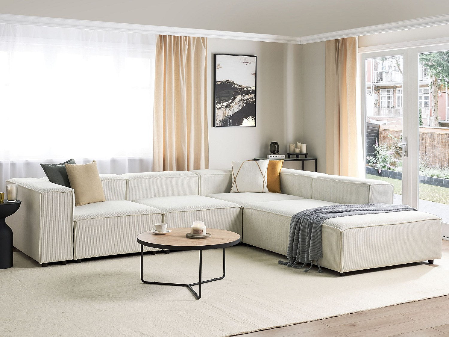 Canapé modulable 4 places blanc velours