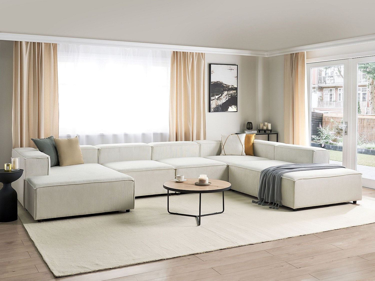 Angle pour canapé modulable 5 places blanc velours