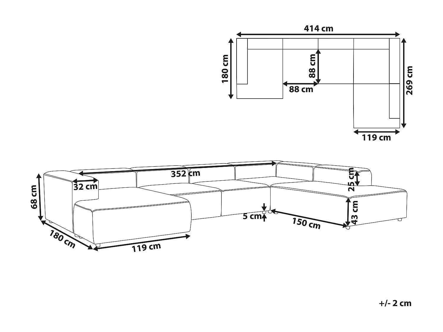Angle pour canapé modulable 5 places blanc velours