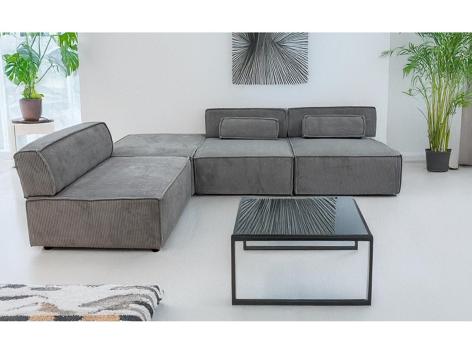 Canapé modulable gris velours
