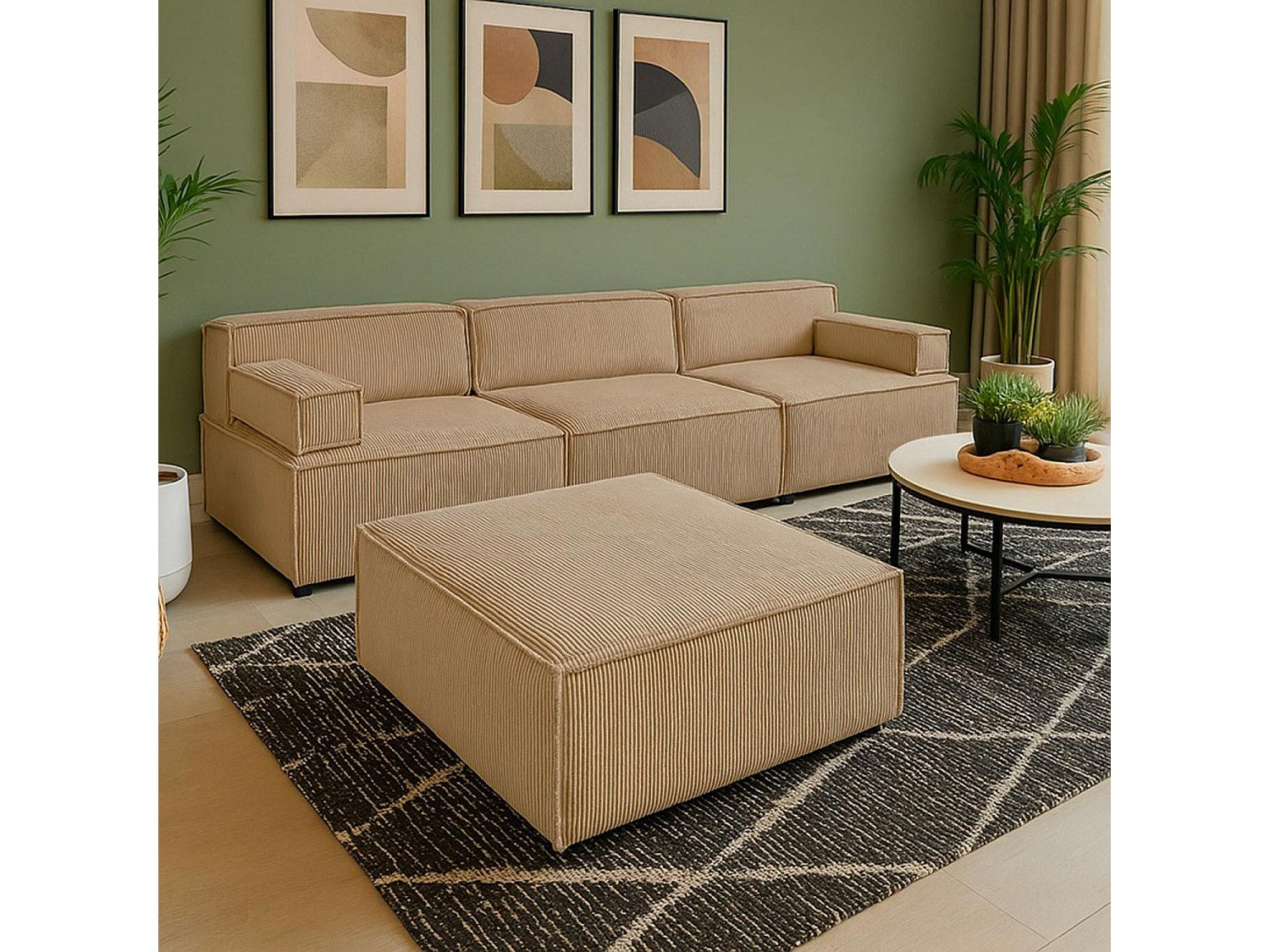 Canapé modulable beige velours