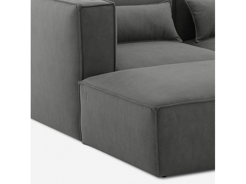 Méridienne pour canapé modulable 2 places gris tissu