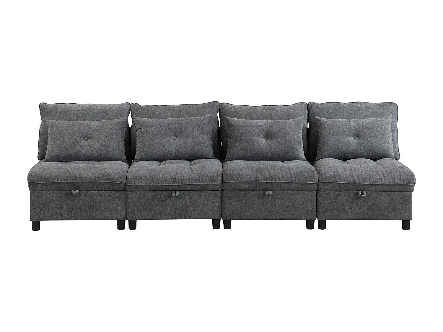 Canapé modulable convertible 4 places gris velours