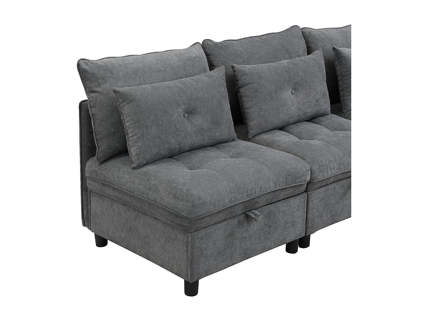 Canapé modulable convertible 4 places gris velours