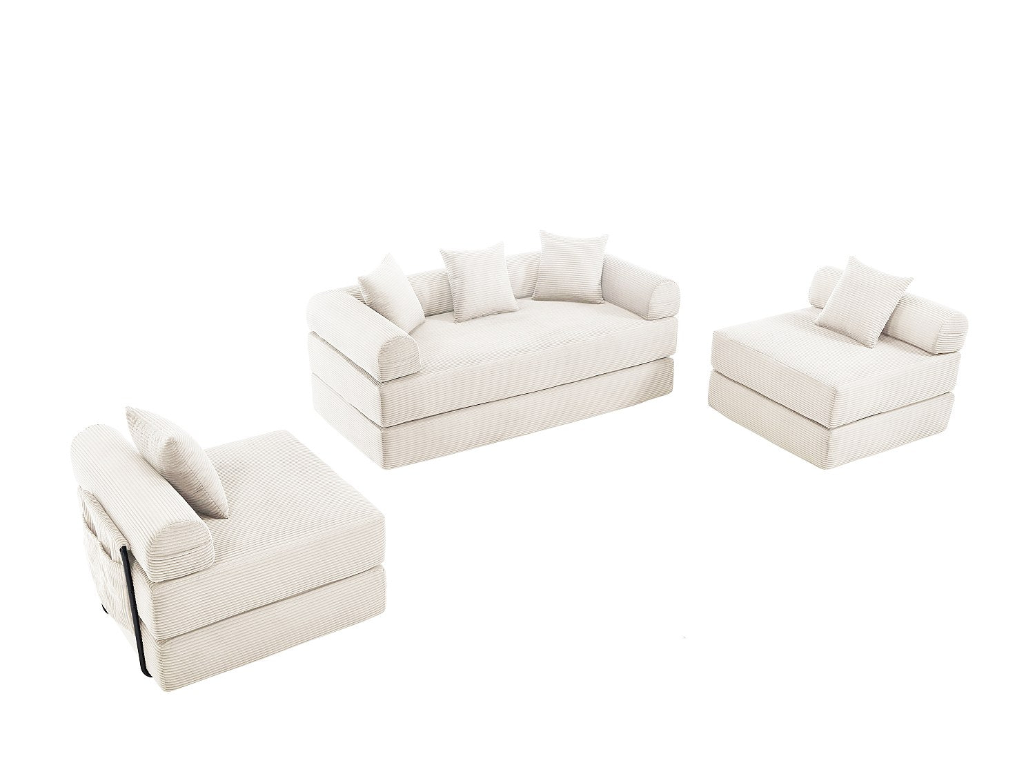 Canapé modulable convertible 5 places beige tissu