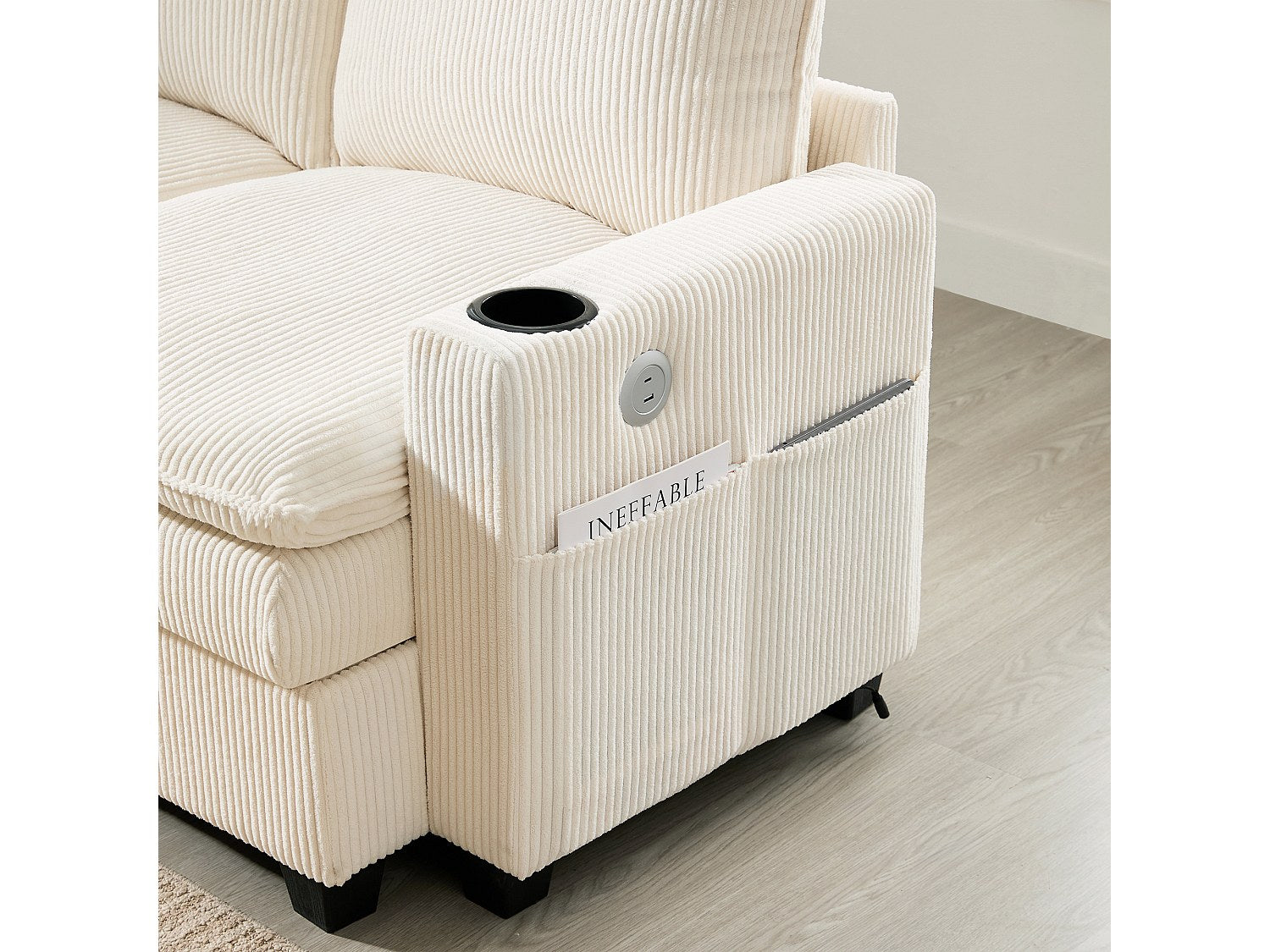 Canapé modulable 6 places beige velours