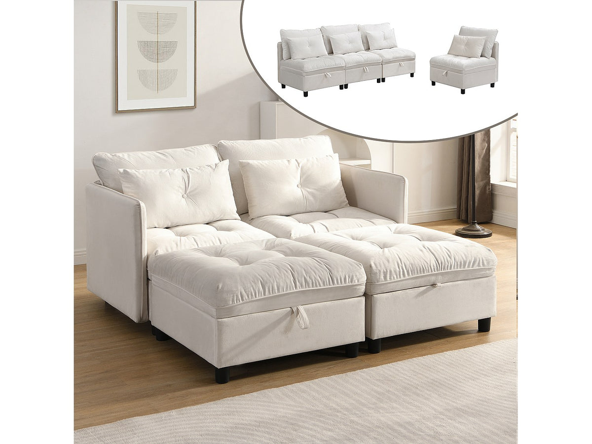 Canapé modulable 4 places beige