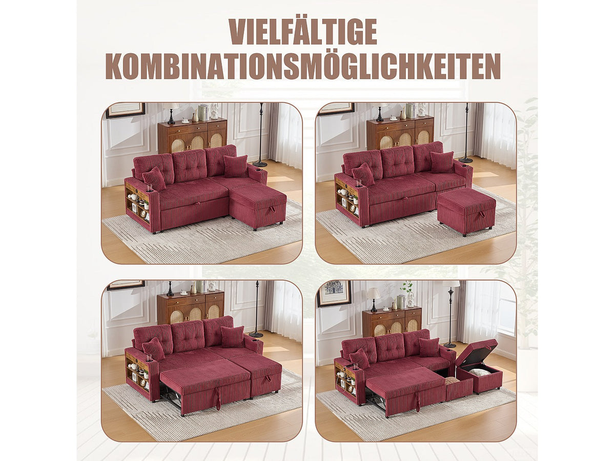 Angle pour canapé modulable convertible 3 places velours - Allurex
