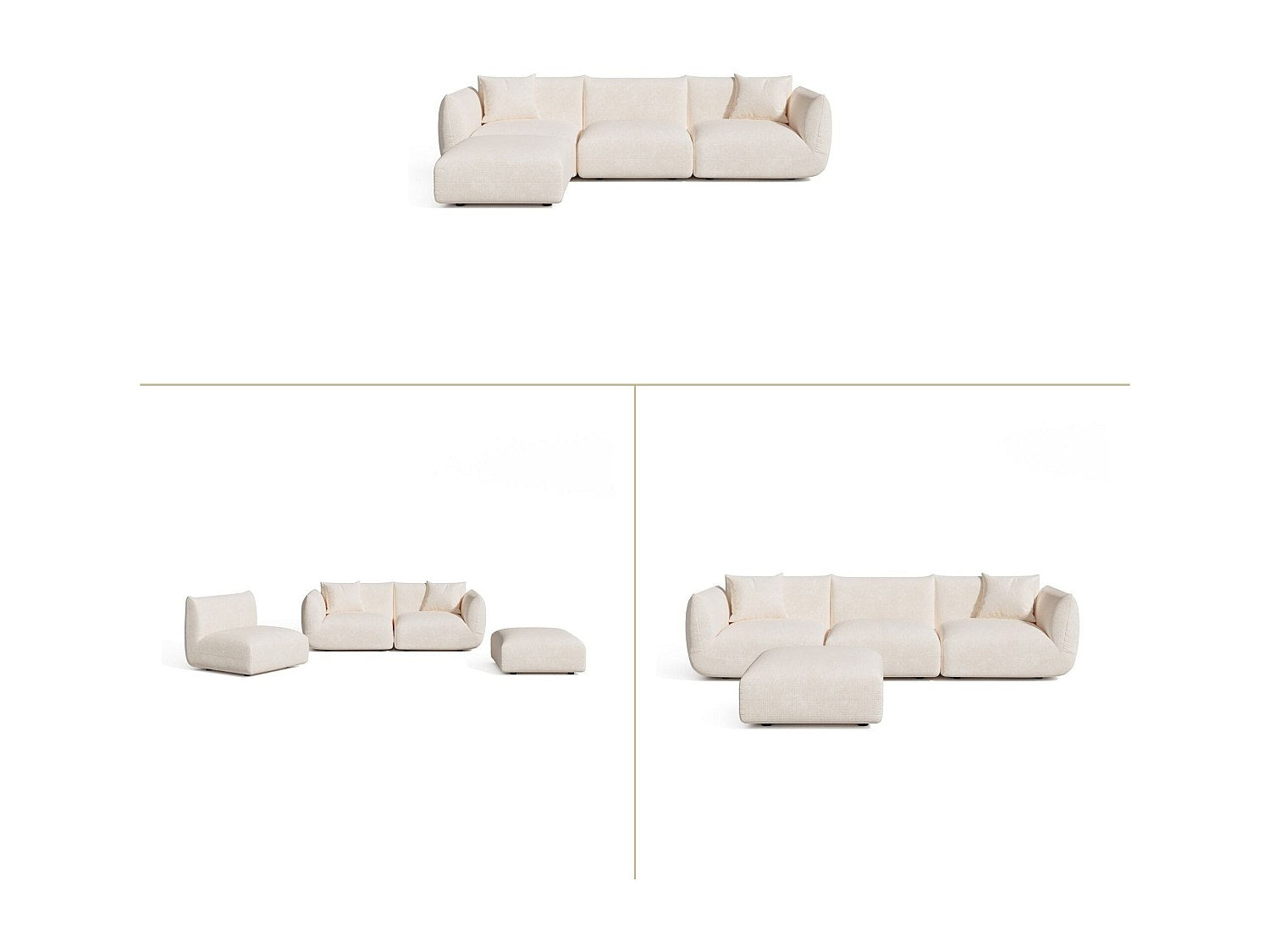 Angle pour canapé modulable 6 places beige velours