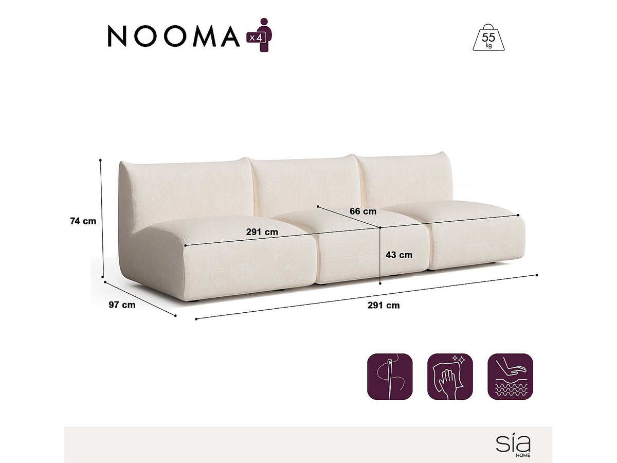 Canapé modulable 5 places beige velours