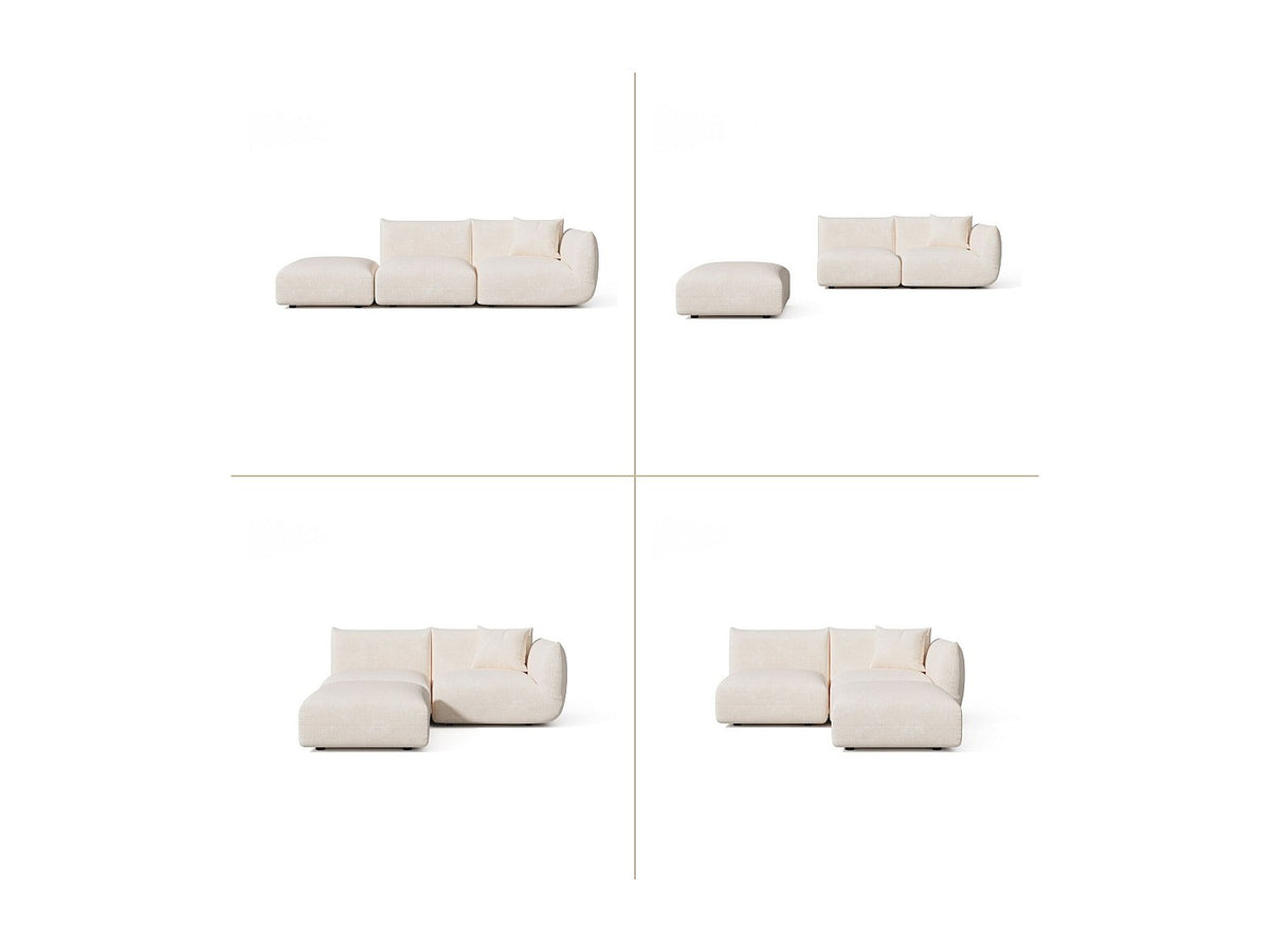 Canapé modulable 5 places beige velours