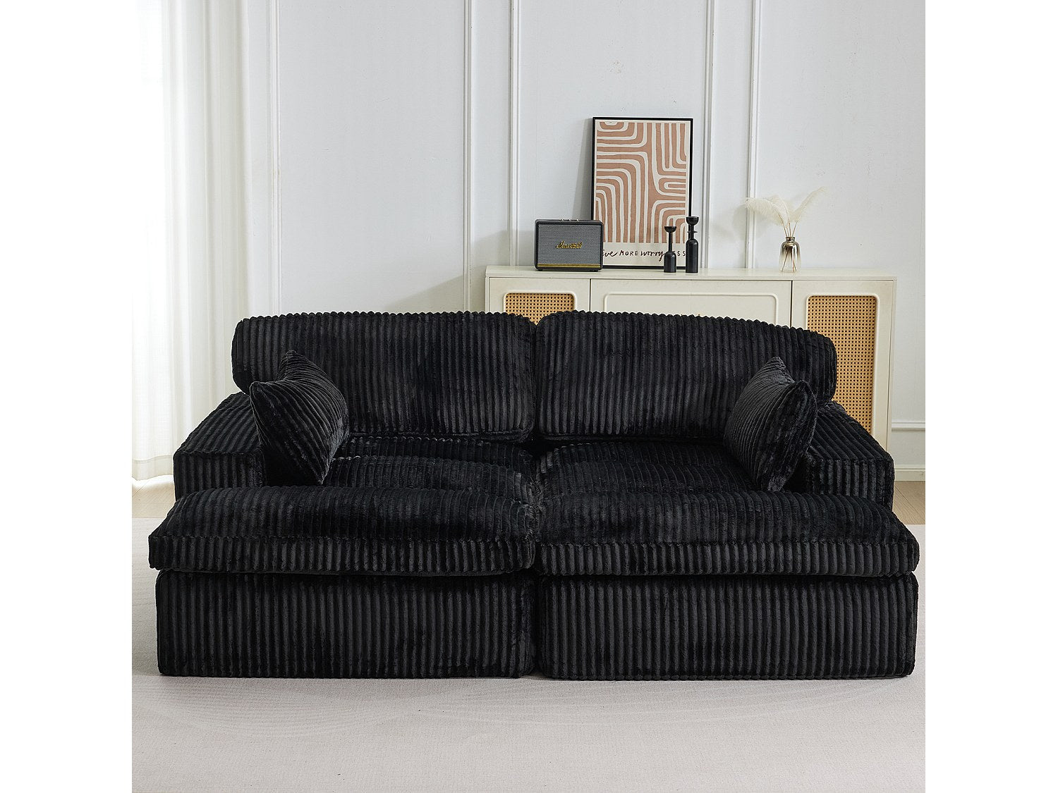 Canapé modulable convertible noir tissu