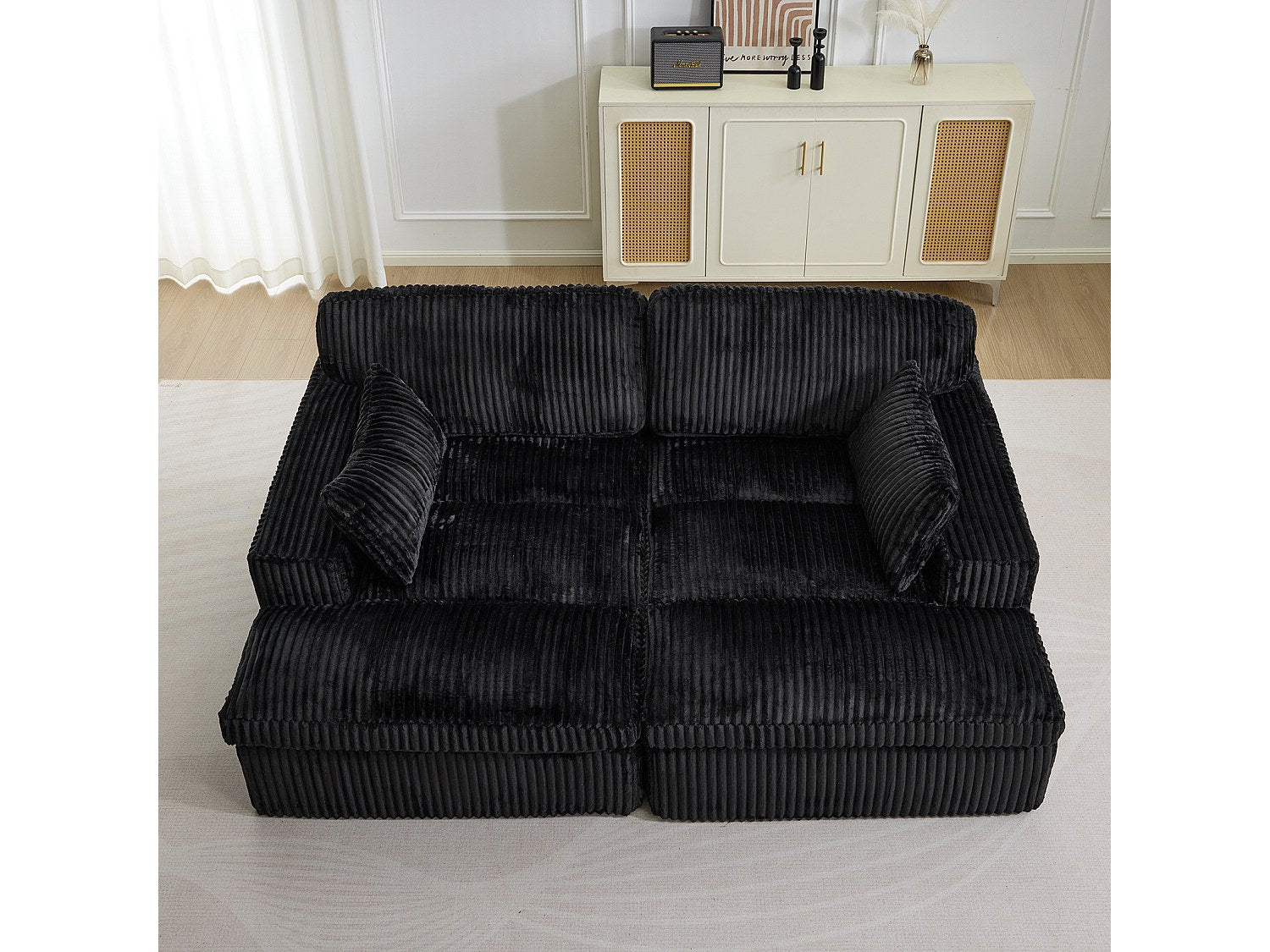 Canapé modulable convertible noir tissu