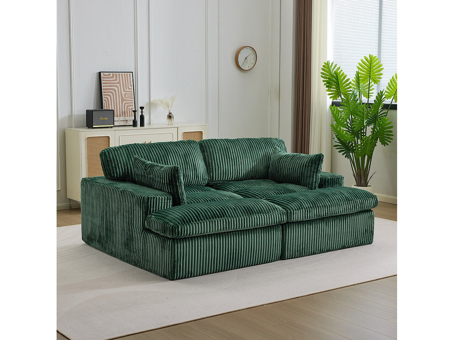 Canapé modulable convertible vert tissu