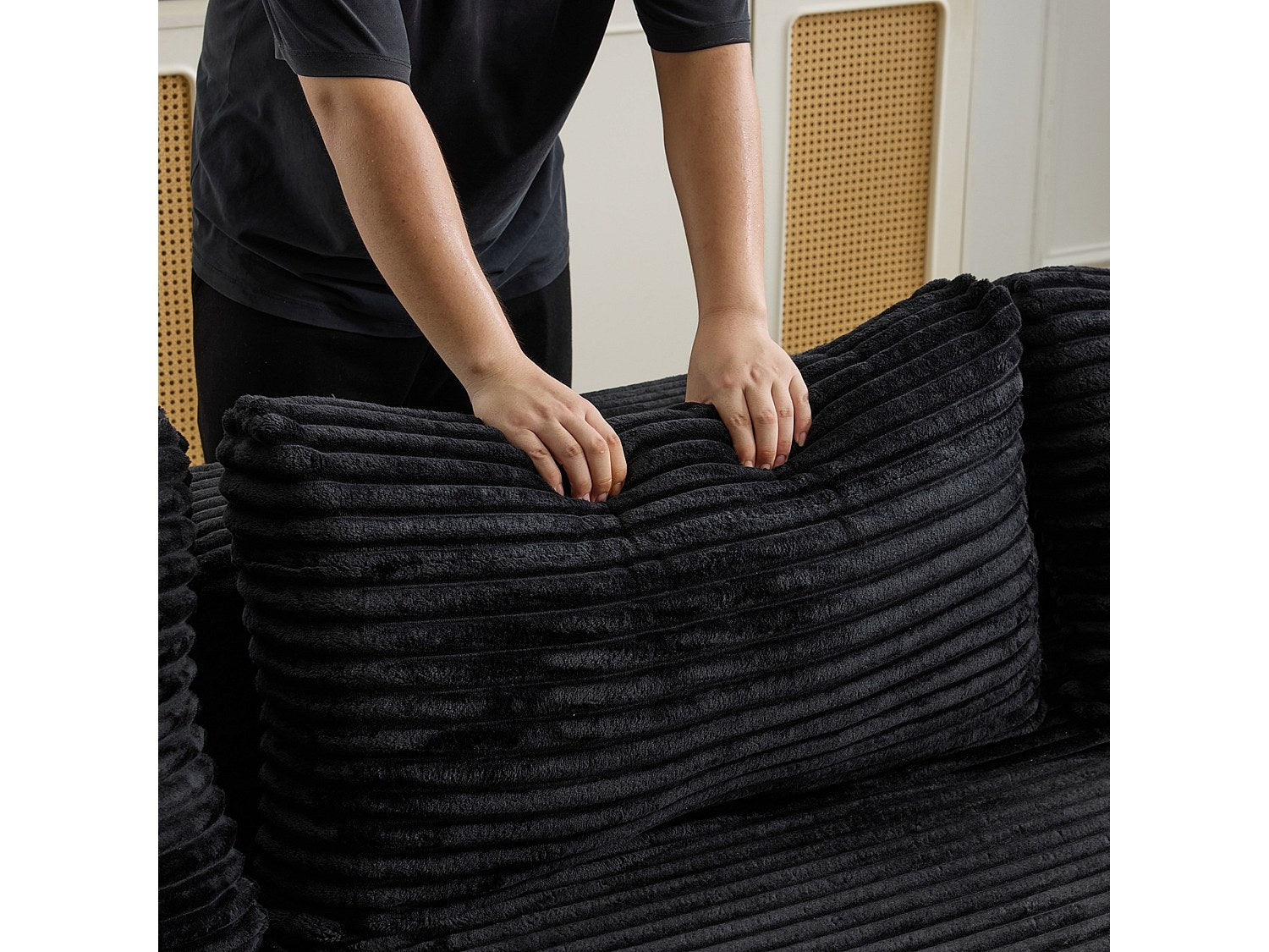 Canapé modulable noir tissu