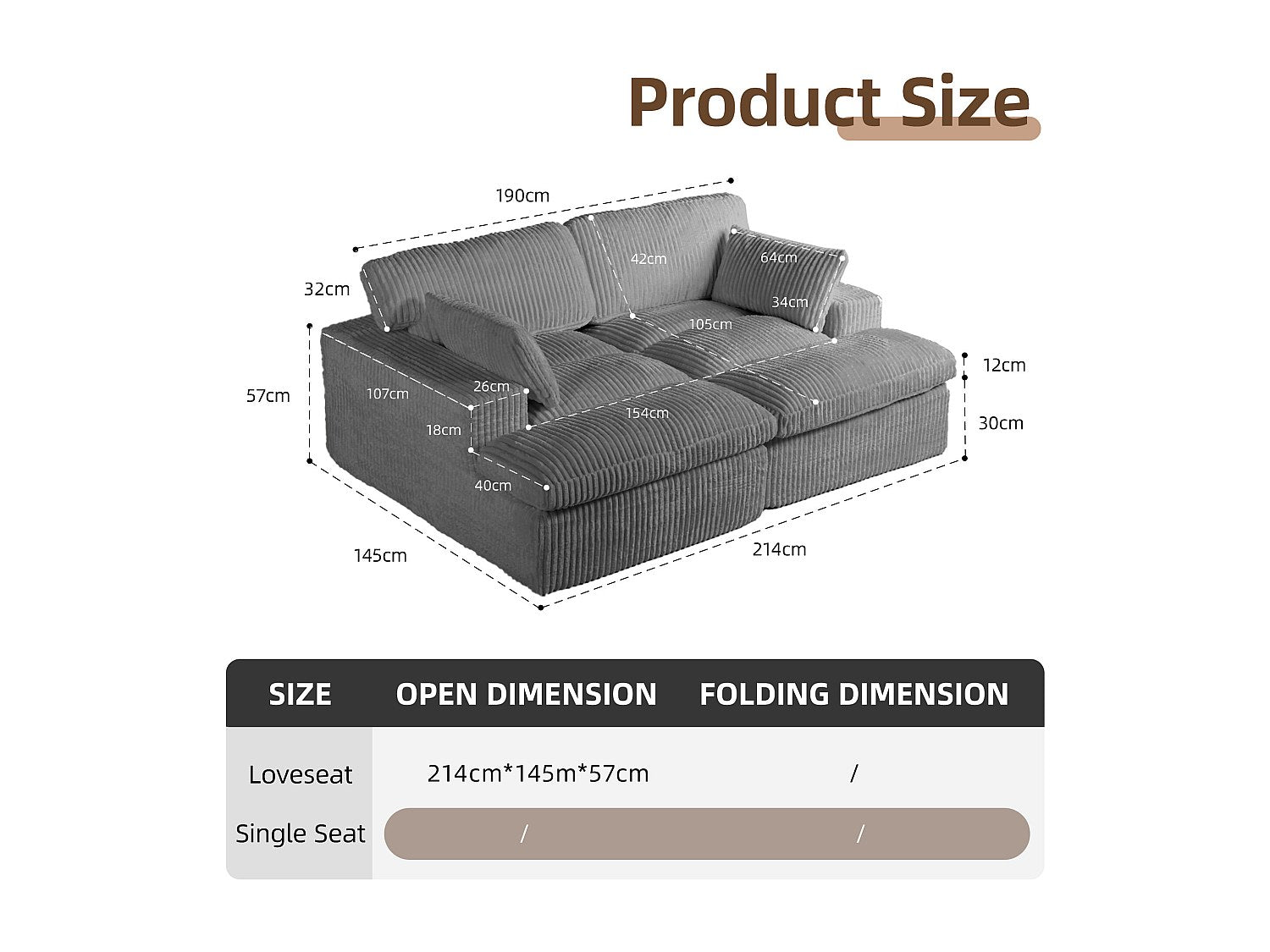 Canapé modulable convertible gris tissu