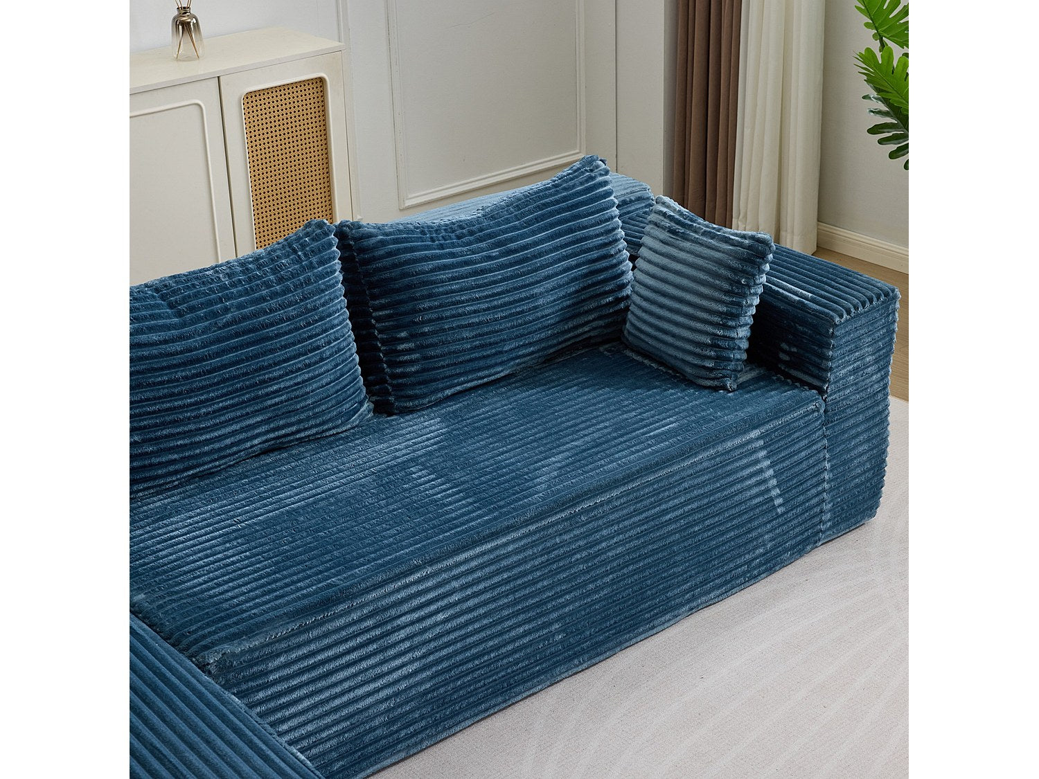 Canapé modulable bleu tissu
