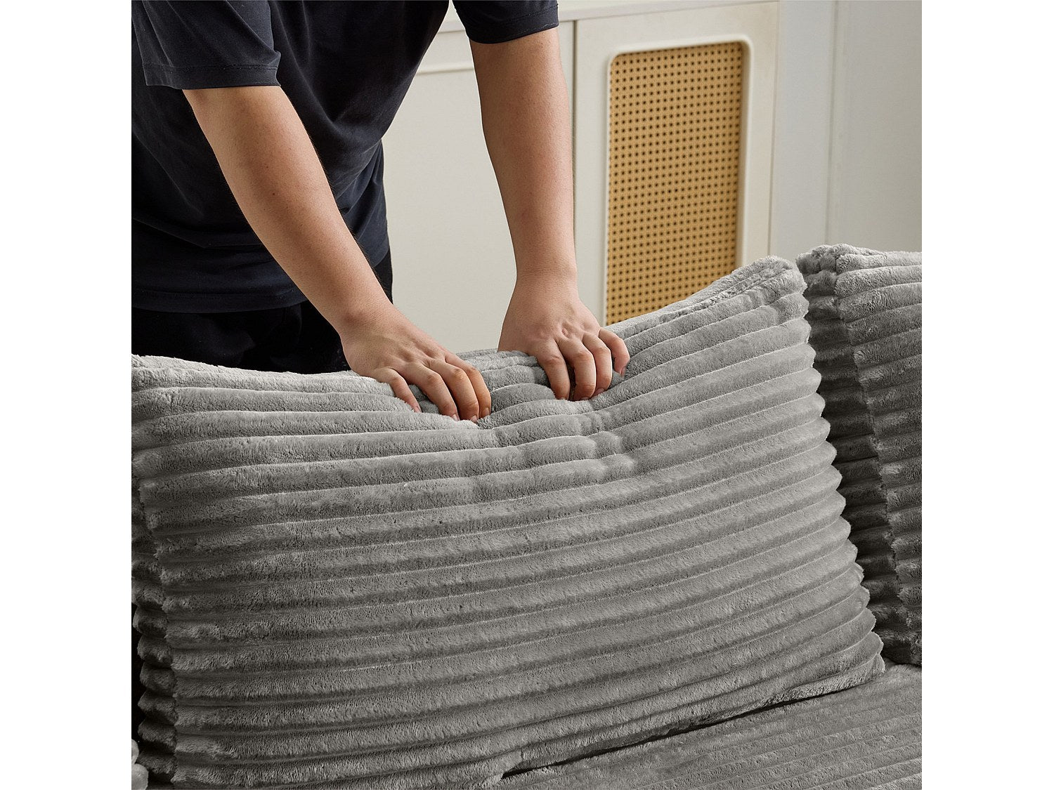 Canapé modulable gris tissu