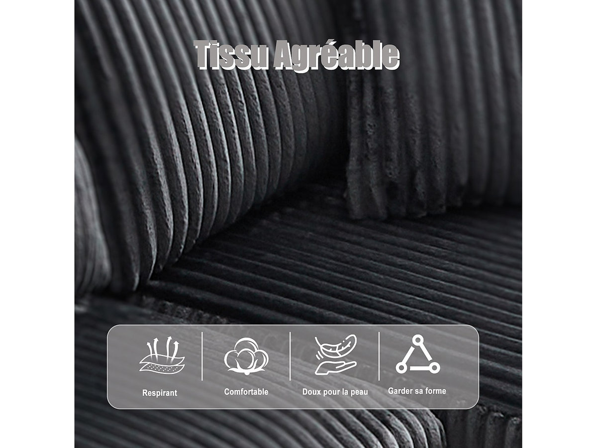 Canapé modulable convertible 3 places gris tissu