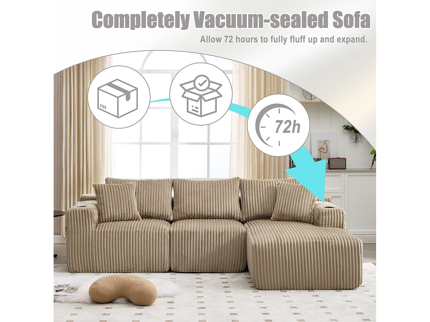 Canapé modulable convertible 3 places vert tissu