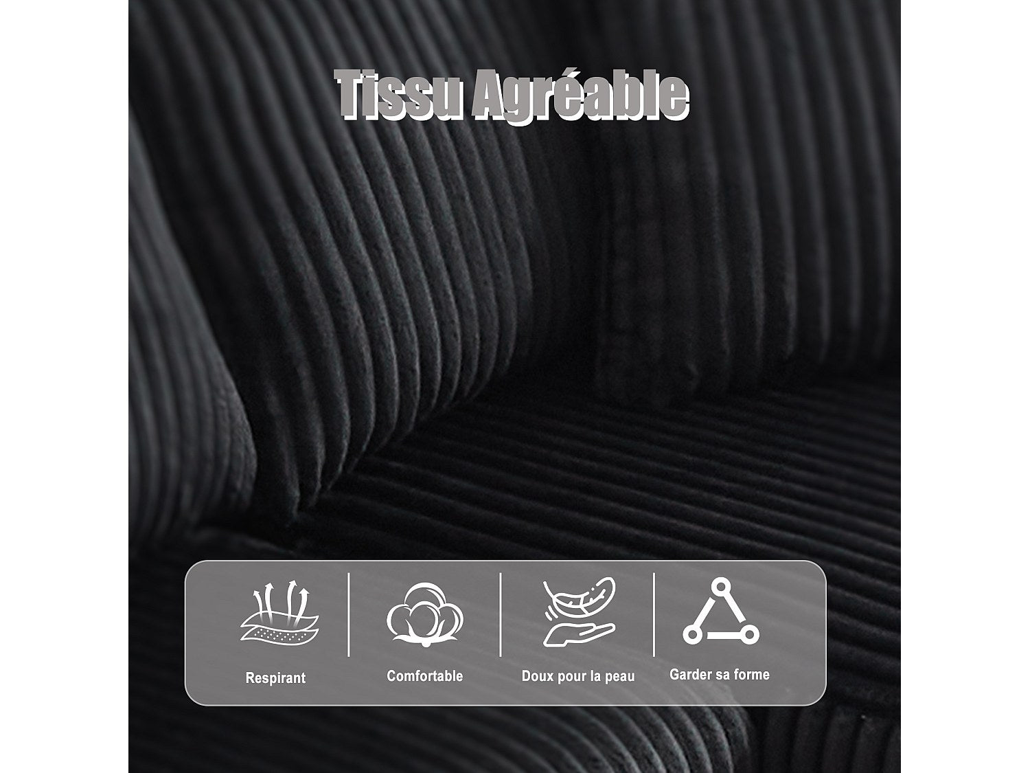 Canapé modulable convertible 3 places noir tissu