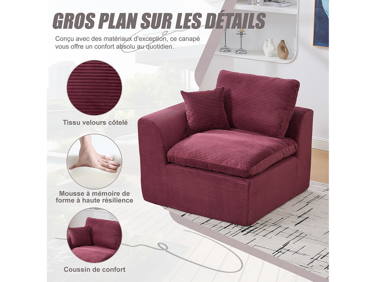 Canapé modulable violet tissu