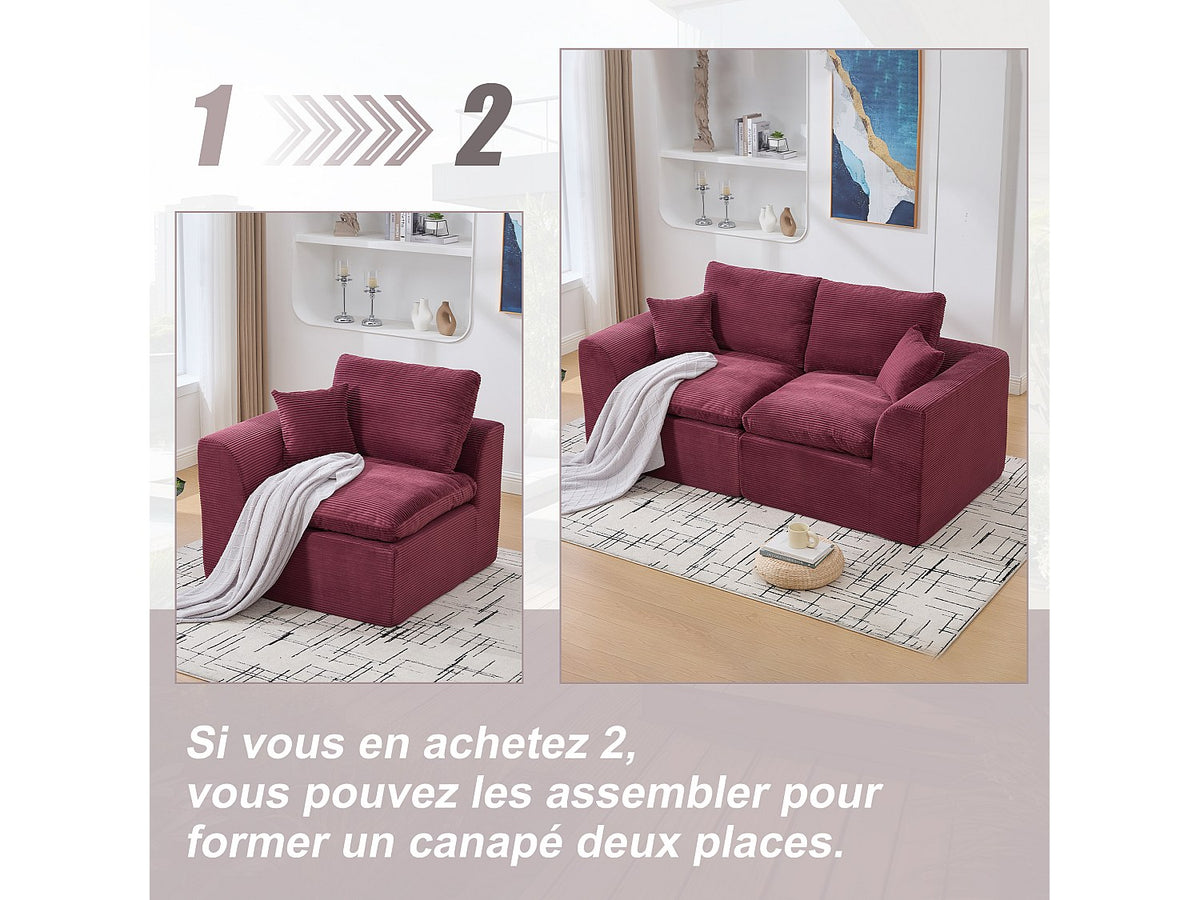 Canapé modulable violet tissu