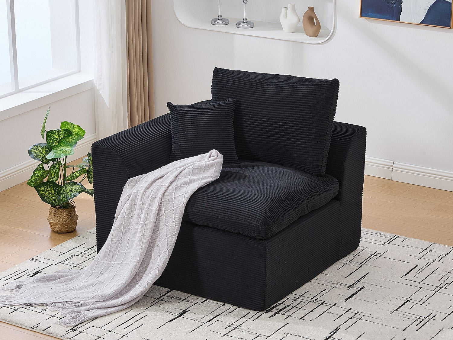 Canapé modulable noir tissu