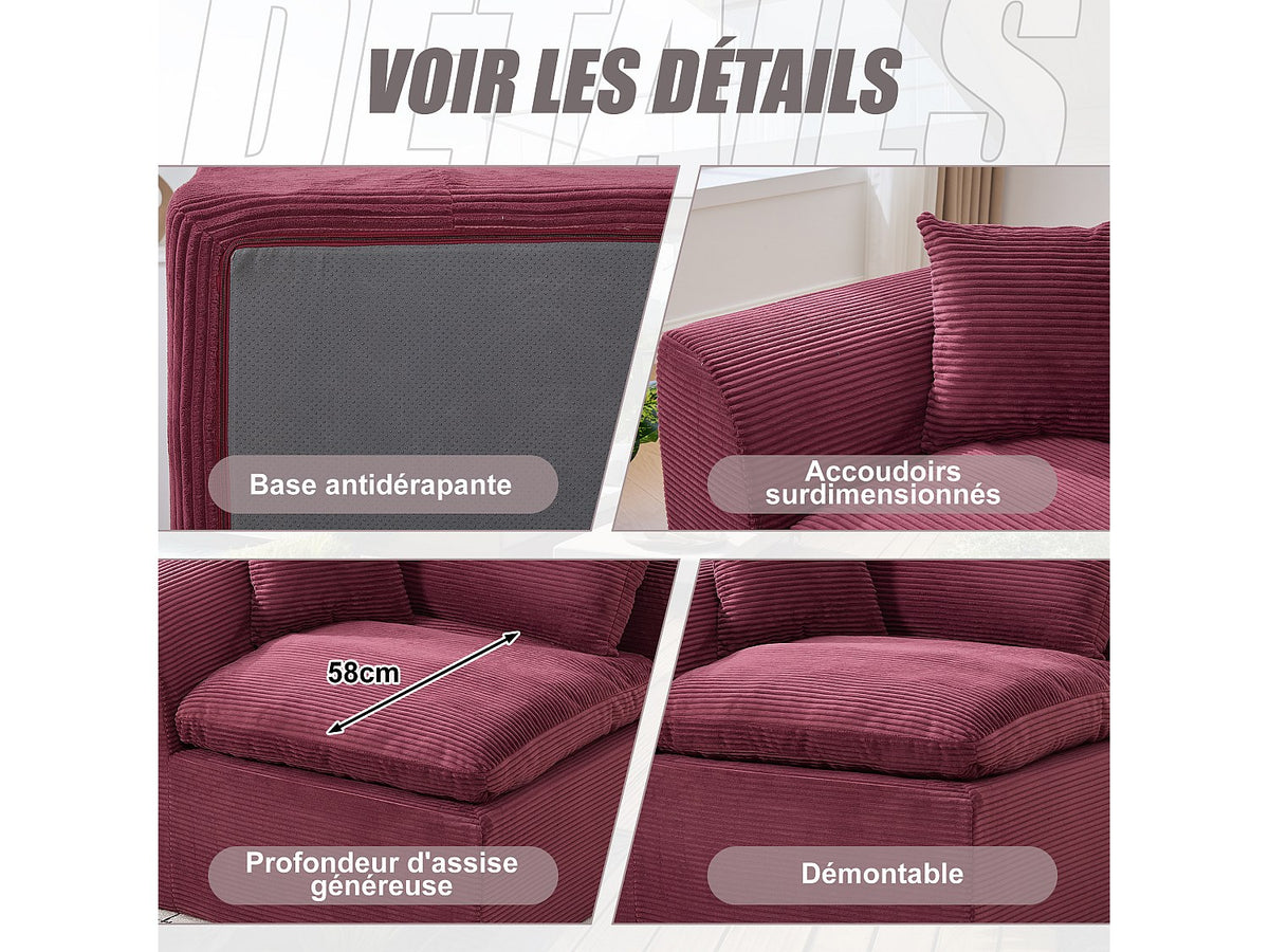 Canapé modulable violet tissu