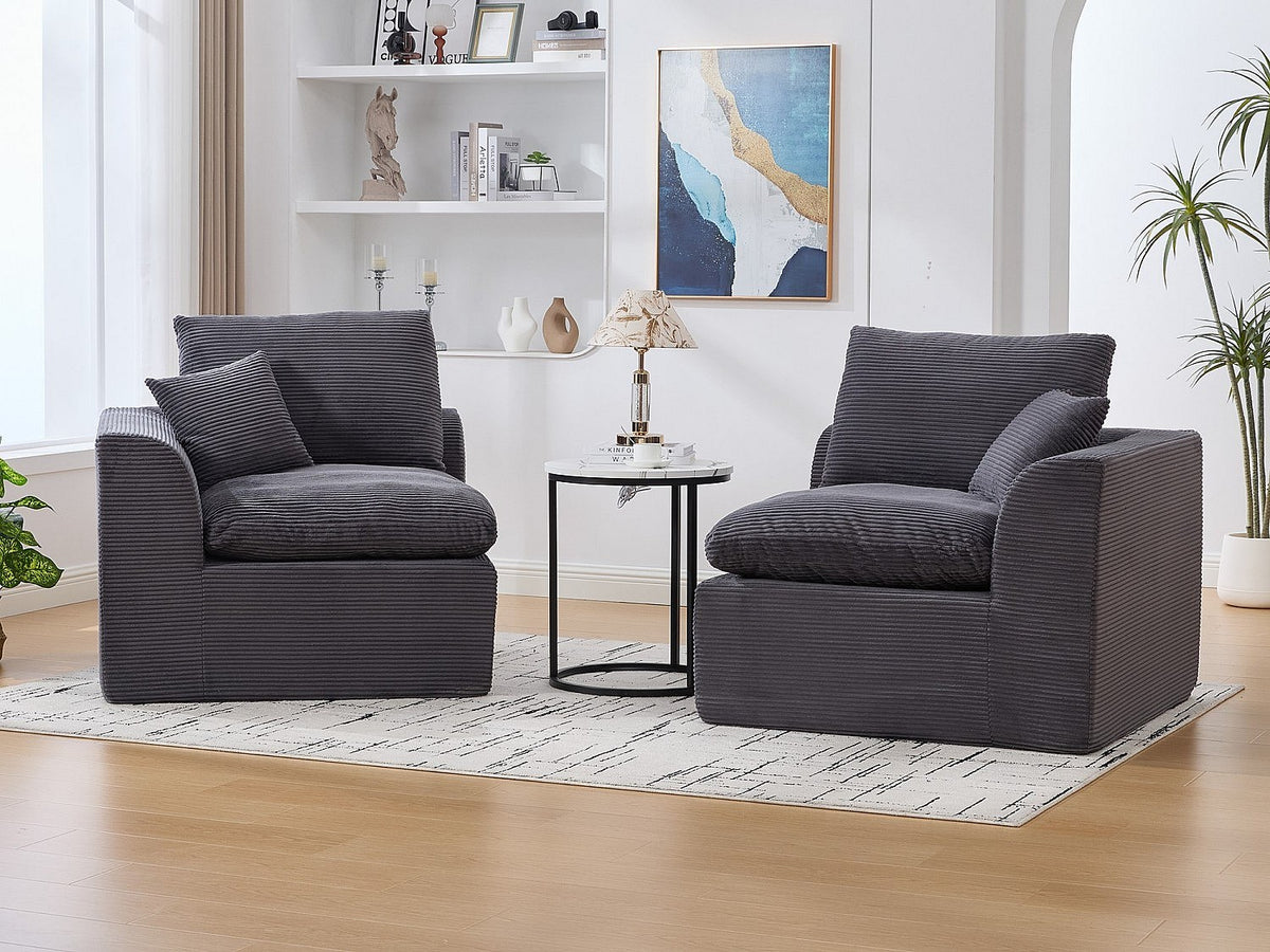 Canapé modulable 2 places gris tissu