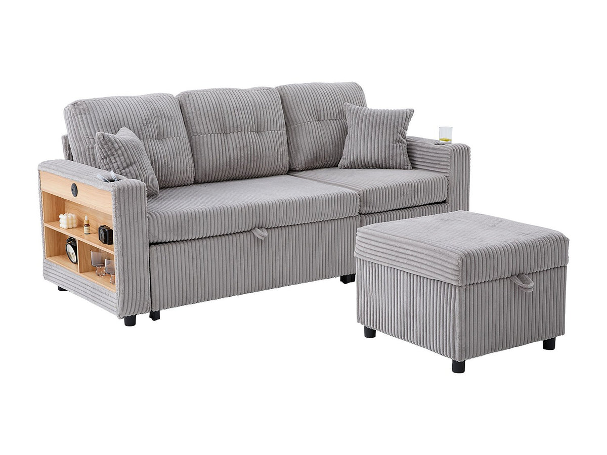 Angle pour canapé modulable convertible 3 places gris tissu - Allurex