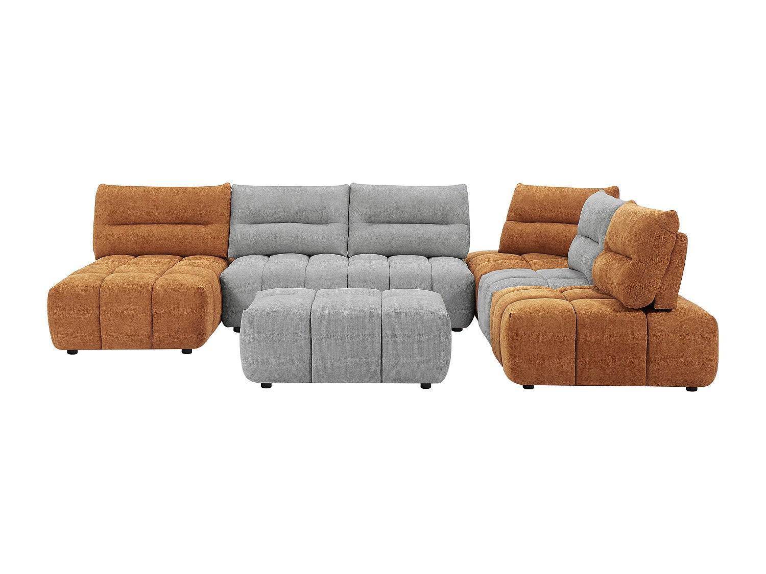 Pouf pour canapé modulable panoramique gris tissu