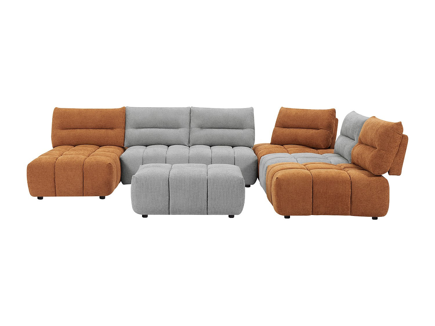 Pouf pour canapé modulable panoramique gris tissu