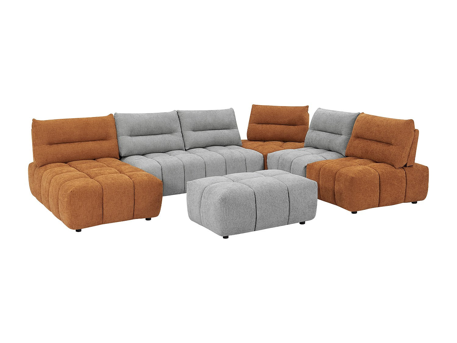 Pouf pour canapé modulable panoramique gris tissu
