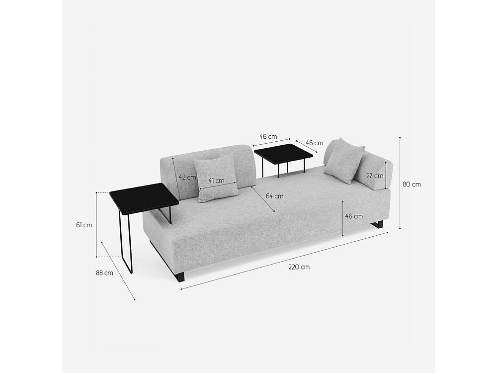 Canapé modulable 3 places beige tissu