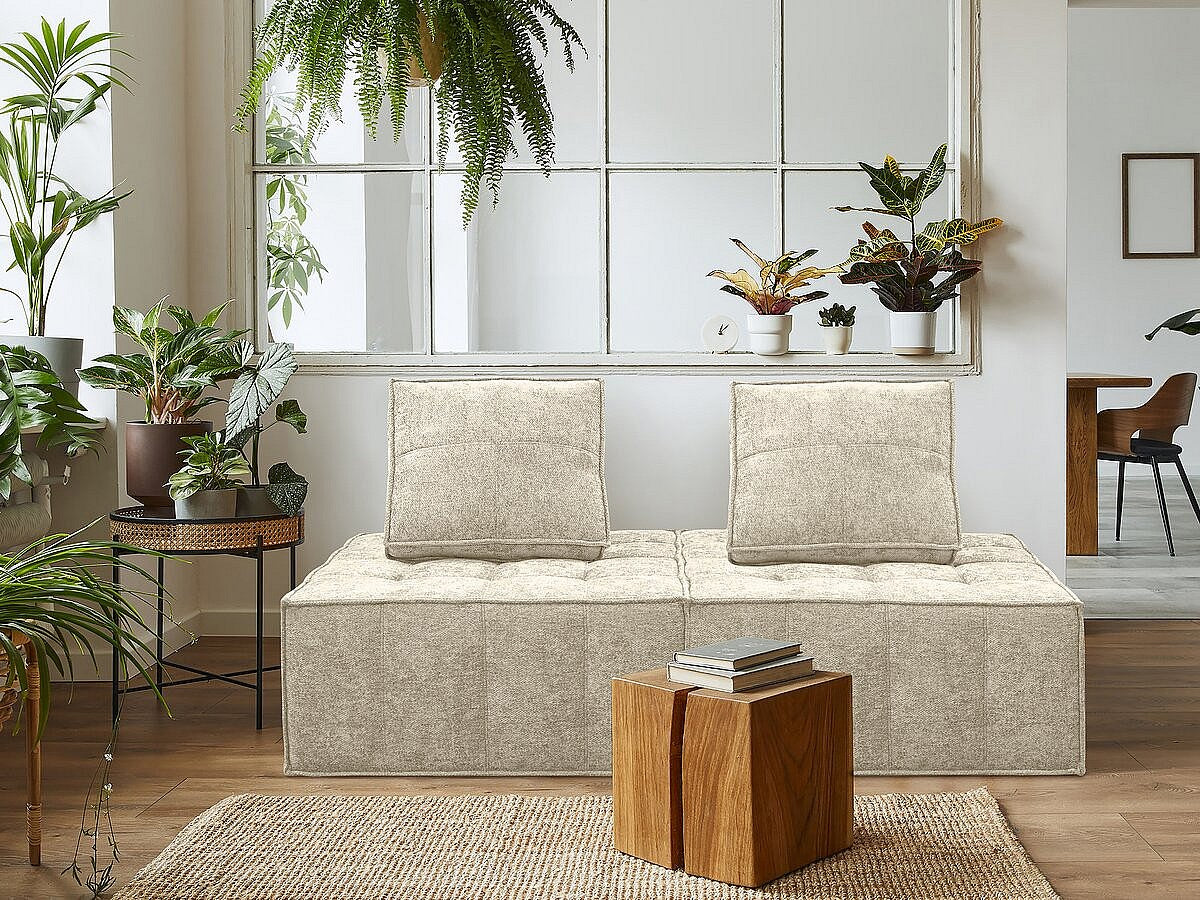 Chauffeuse modulable beige tissu