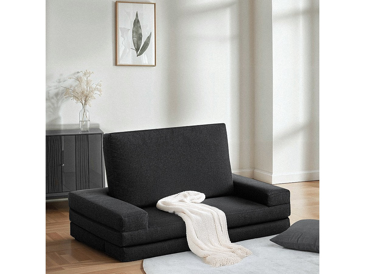 Canapé modulable convertible 2 places noir tissu