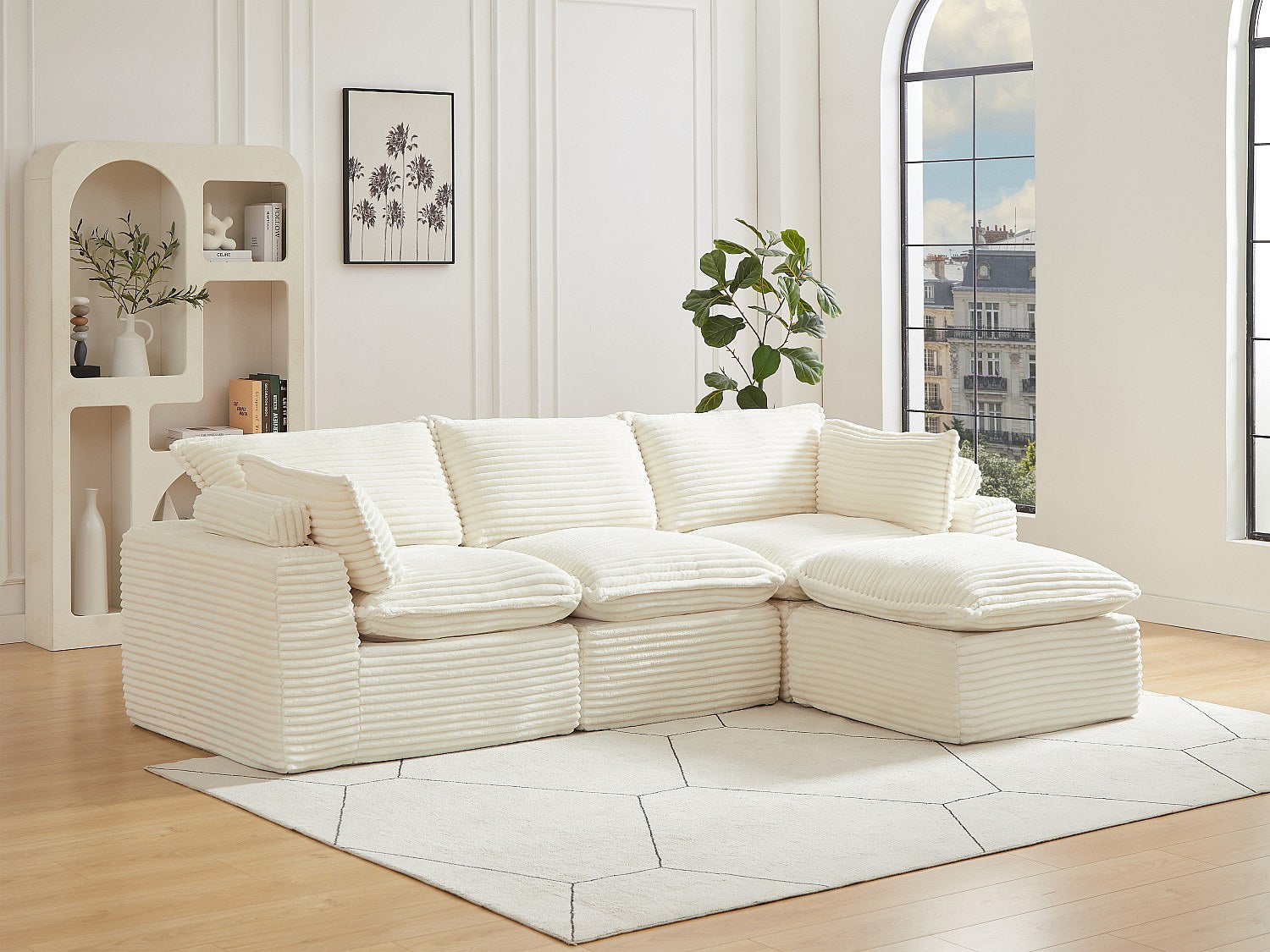 Angle pour canapé modulable beige velours