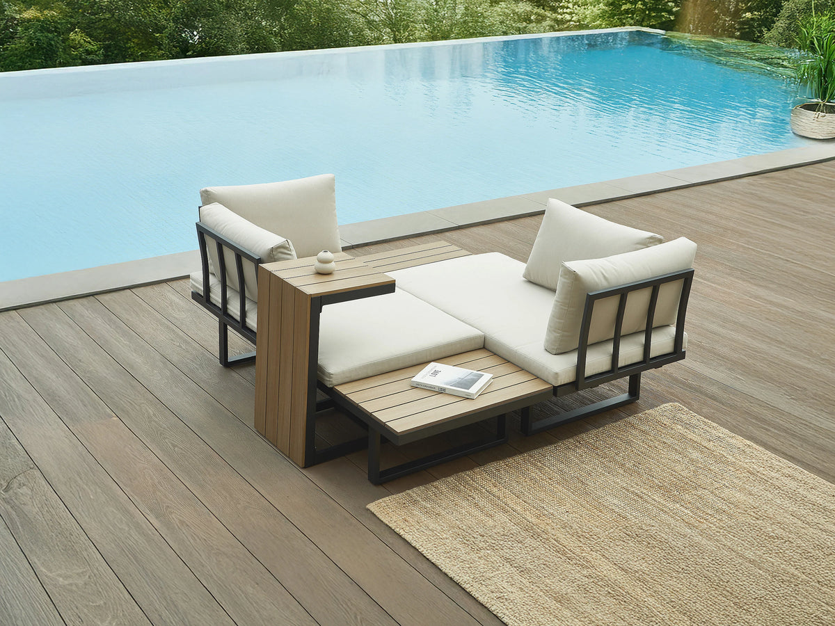 Canapé Modulable Extérieur 4 Places Aluminium Anthracite - BAMBAÏA - vue 3