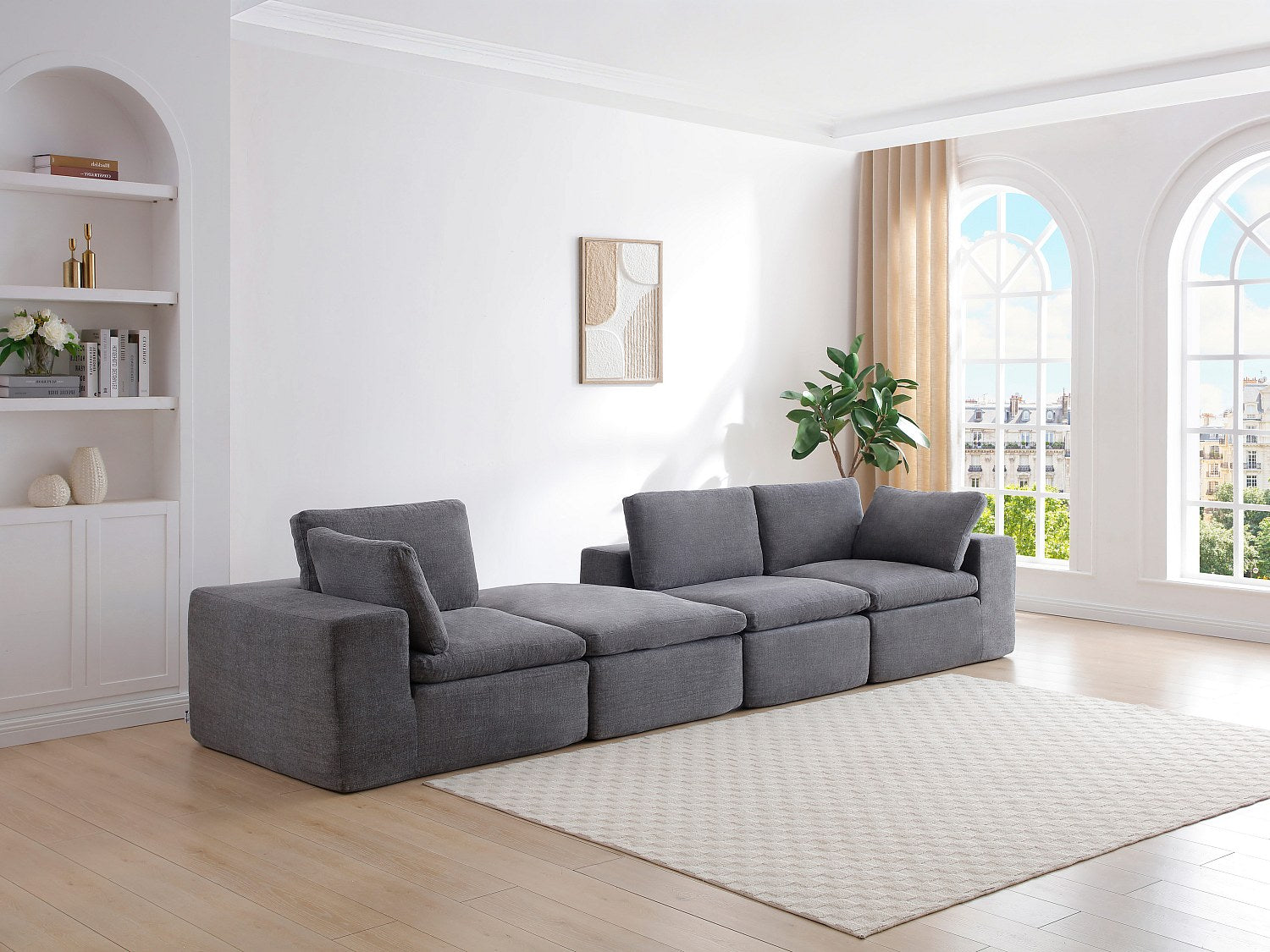 Angle pour canapé modulable gris tissu