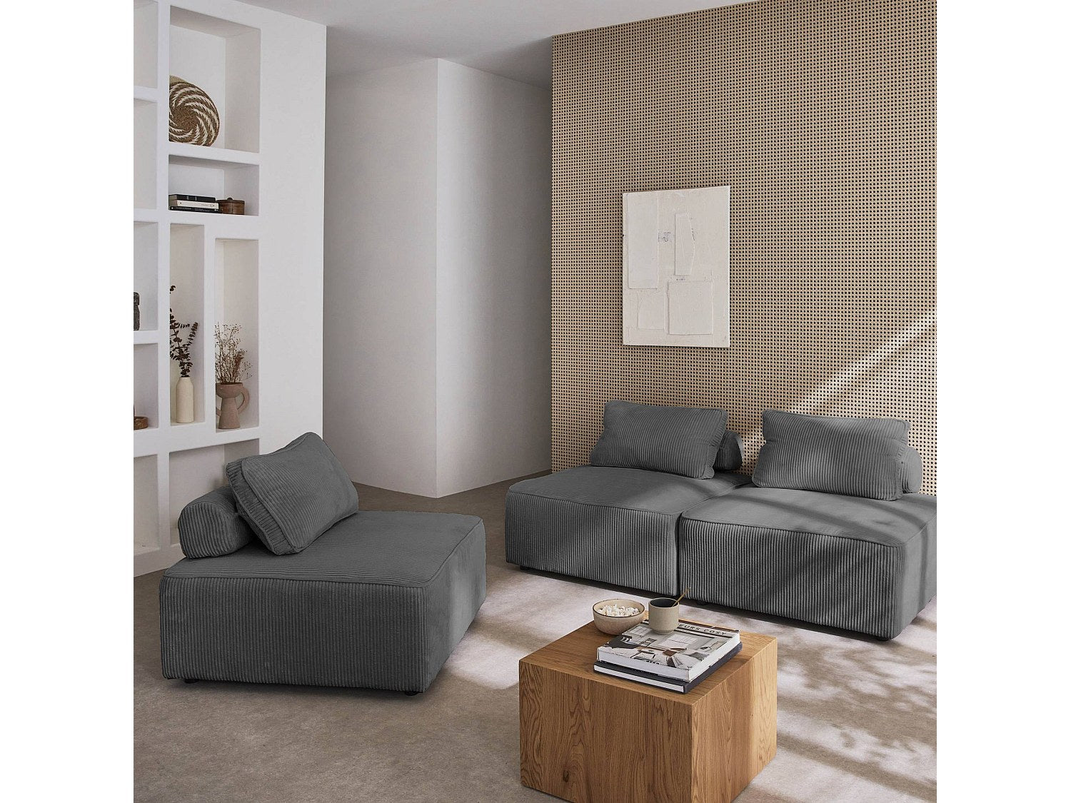 Chauffeuse modulable gris velours