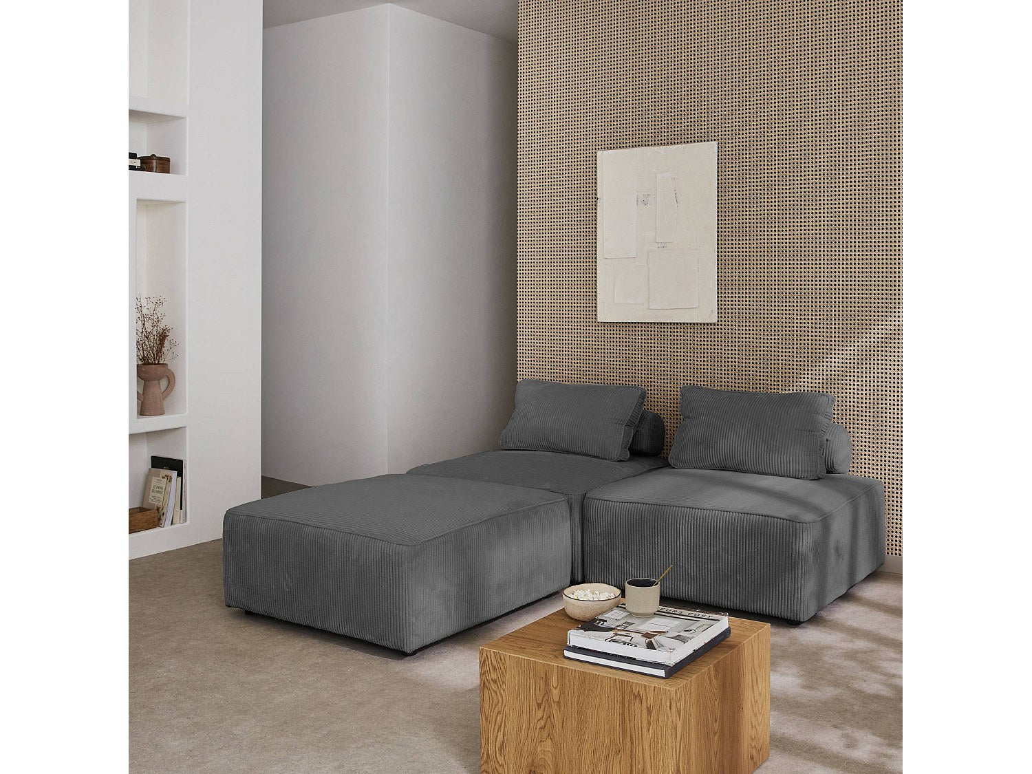 Chauffeuse modulable gris velours