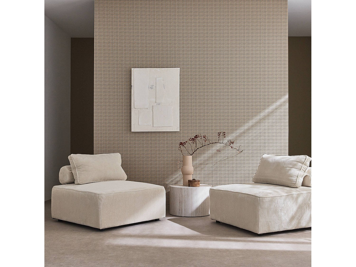 Chauffeuse modulable beige velours