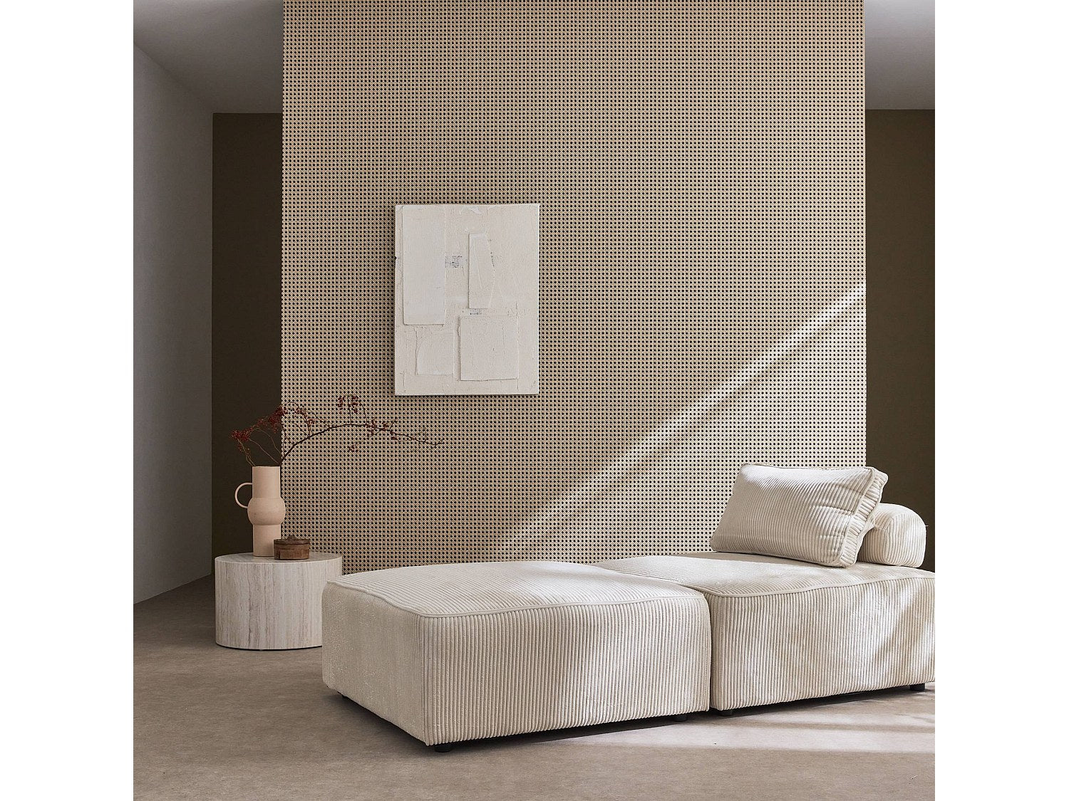 Chauffeuse modulable beige velours